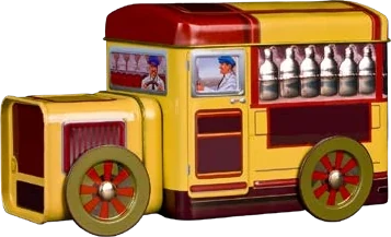Puszka w kształcie zabytkowego autobusu